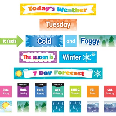 Teacher Created Resources Colorful Weather Pocket Chart Cards, 94 Per Pack, 3 Packs (TCR8346-3)
