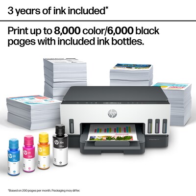 HP Smart Tank 7001 Wireless Color All-in-One Ink Tank Printer, Scan, Copy, 2 Years Ink Included, AI Enabled (28B49A)