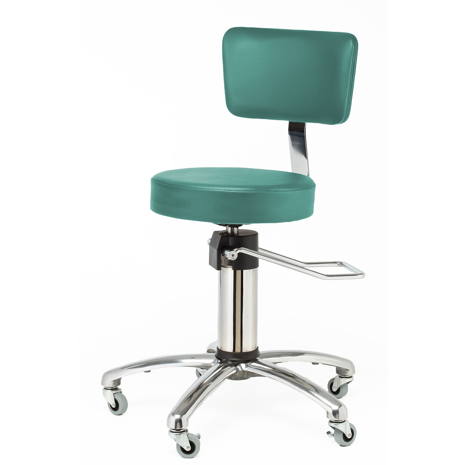 Brandt Hydraulic Surgeon Stool with Backrest with Backrest, Teal (15512TEAL)