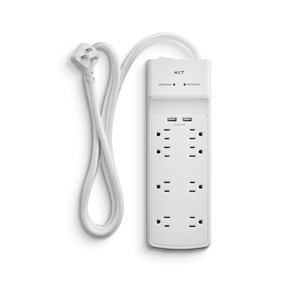 NXT Technologies™ 8-Outlet 2 USB Surge Protector, 6 Braided Cord, 2100 Joules (NX54317)