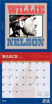 2026 BrownTrout Willie Nelson 12" x 12" Monthly Wall Calendar (9798330707058)