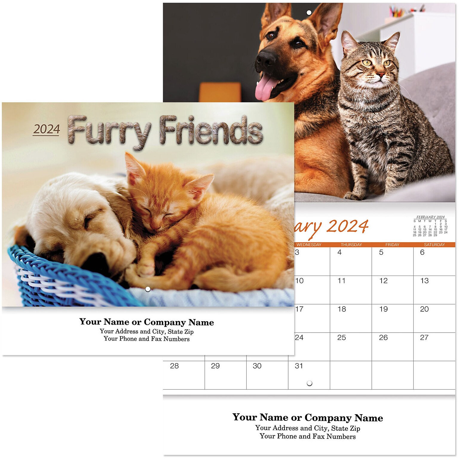 Custom Furry Friends Stapled Wall Calendar