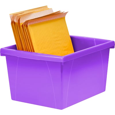 Storex Polypropylene/PP 4 Gallon Classroom Storage Bin, 7.9" x 11.3" x 13.6", Purple, 3/Bundle (STX61481U06C-3)