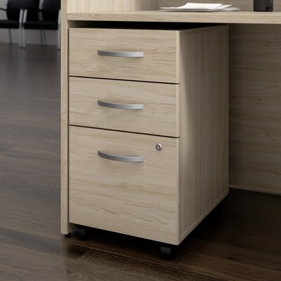 Bush Business Furniture Arrive 3 Drawer Mobile File Cabinet - Assembled, Natural Elm (ARF116NE-Z)