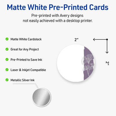 Avery Floral Design Matte Blank Card, White, 120/Pack (S00-F4T)