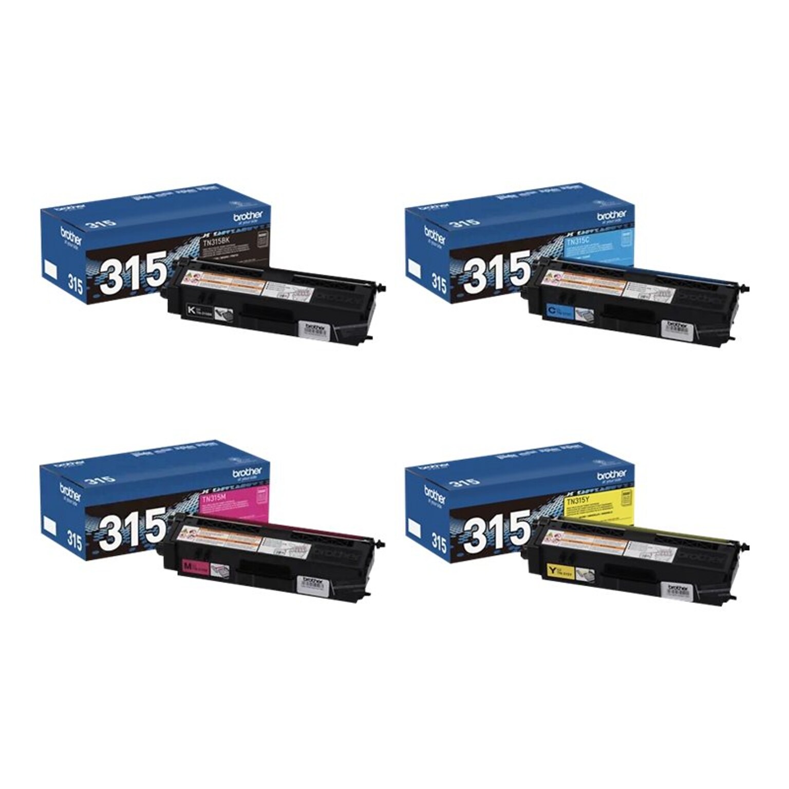 Brother TN-315 Black/Cyan/Magenta/Yellow High Yield Toner Cartridges, 4/Pack (TN315SET-STP)