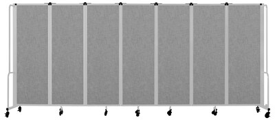 National Public Seating Robo Series 7-Panel Folding Mobile Room Divider, 72"H x 164"W, Grey Fabric (RDG6-7PT02)