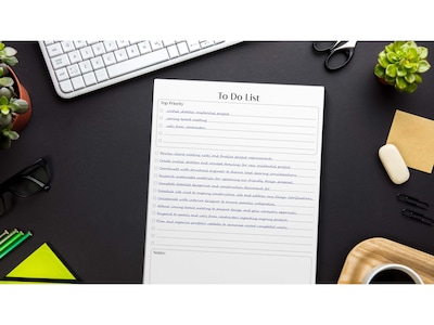 Better Office To-Do List Notepad, 8.5" x 11", Ruled, White, 50 Sheets/Pad, 4 Pads/Pack (25833-4PK)