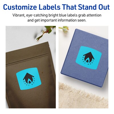 Avery Laser/Inkjet Multipurpose Square Labels, 2" x 2-3/16", Bright Blue, 960/Box (94124)