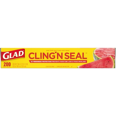 Glad Cling'N Seal Plastic Food Wrap, 200 Sq. Ft., 12/Carton (00020)