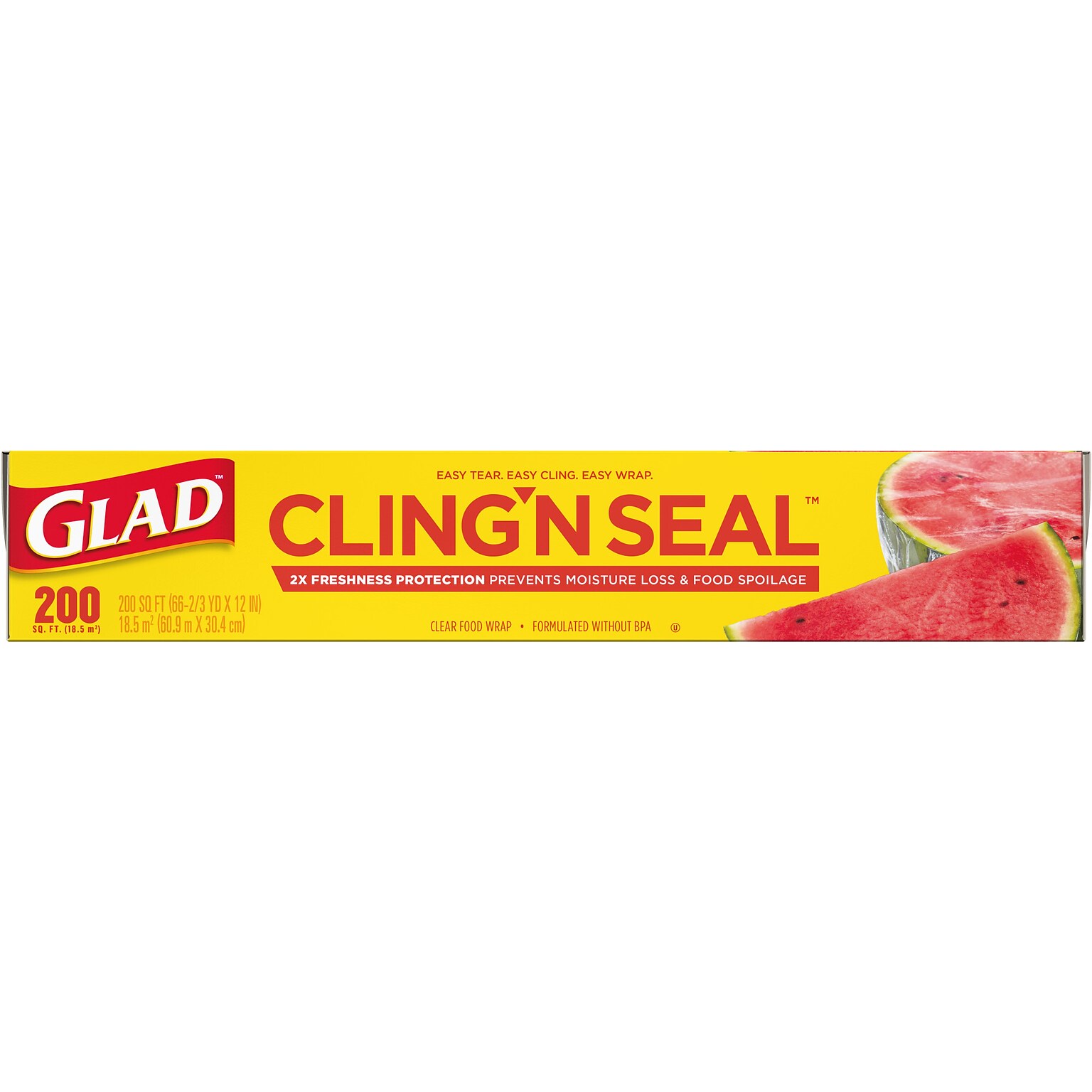 Glad ClingN Seal Plastic Food Wrap, 200 Sq. Ft. (00020)