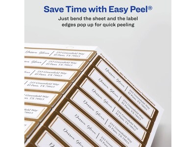 Avery Easy Peel Laser/Inkjet Address Labels, 1" x 2 5/8", White with Metallic Gold Borders, 300 Labels/Pack (6540)
