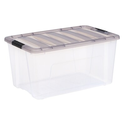 Iris 72 Quart Storage Bin with Latching Lid, Plastic, Clear, 3/Pack (500150)