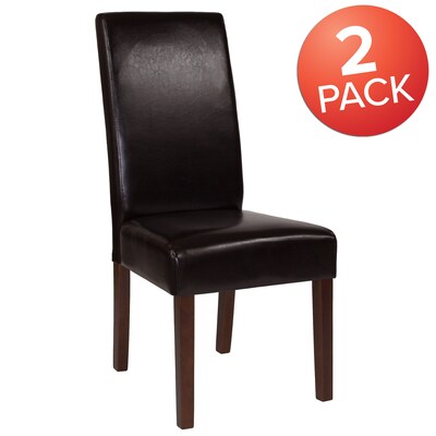 Flash Furniture Greenwich Mid-Century LeatherSoft Parsons Dining Chairs, Brown, 2/Pack (2QYA379061BR