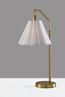 Adesso Lyra 26" Incandescent Table Lamp, Antique Brass/White (2607-21)