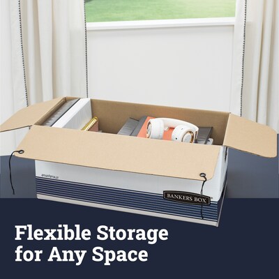 Bankers Box Stor/File Medium Duty 65% Recycled Corrugated File Box, Letter Size, White/Blue, 4/Carton (0070403)