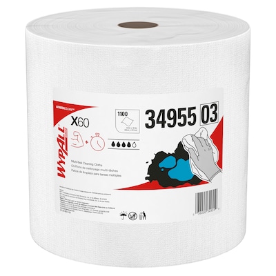 Wypall X60 Nylon Wipers, White, 1,100 Sheets/Carton (34955)