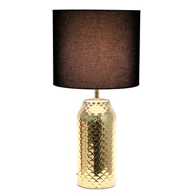 Simple Designs Whimsical Wave 23.75 LED Table Lamp, Gold Base/Black Shade (LT2124-GLD)