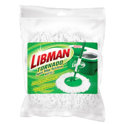 Libman Tornado Microfiber Spin Mop Head, Green/White, 4/Carton (1284004)