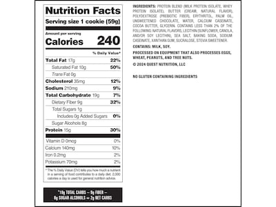 Quest Gluten Free Chocolate Chip Protein Cookies, 2.08 oz., 12/Box (QPCC12M6)