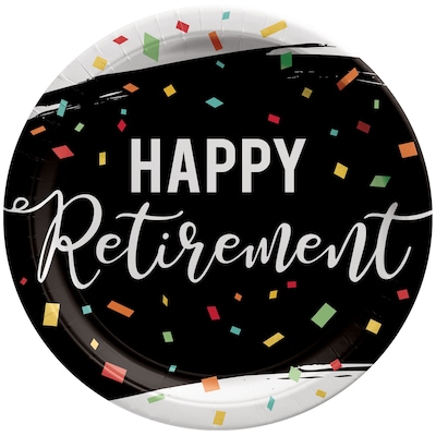 Party City Happy Retirement 10.5 Paper Plates, Multicolored, 8 Plates/Pack (AM59050127-ST)