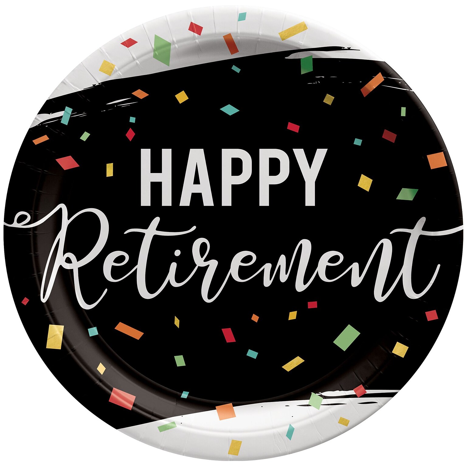 Party City Happy Retirement 10.5 Paper Plates, Multicolored, 8 Plates/Pack (AM59050127-ST)