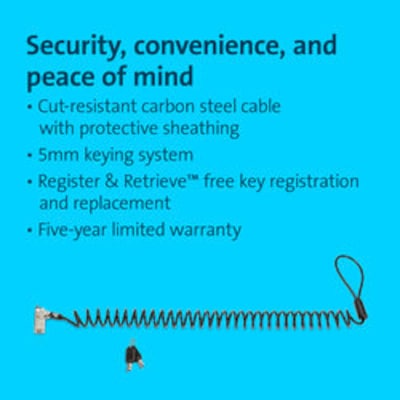 Kensington Slim NanoSaver 2.0 Portable Keyed Laptop Lock (K65025WW)