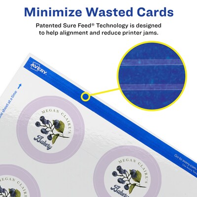 Avery Integrated Cards, 2" Dia., Glossy White, 300/Pack (95268)