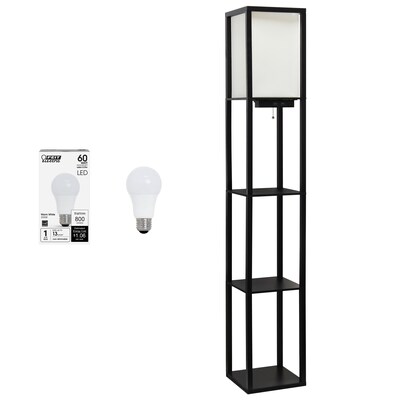 Creekwood Home Classix 62.5" Floor Lamp with Rectangular Shade, Black (CWF-3009-BK-LB)