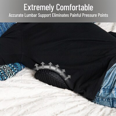 Mind Reader Memory Foam Back Cushion Lumbar Support Pillow with Air-Cloud Technology, Black (LUMBACK-BLK)