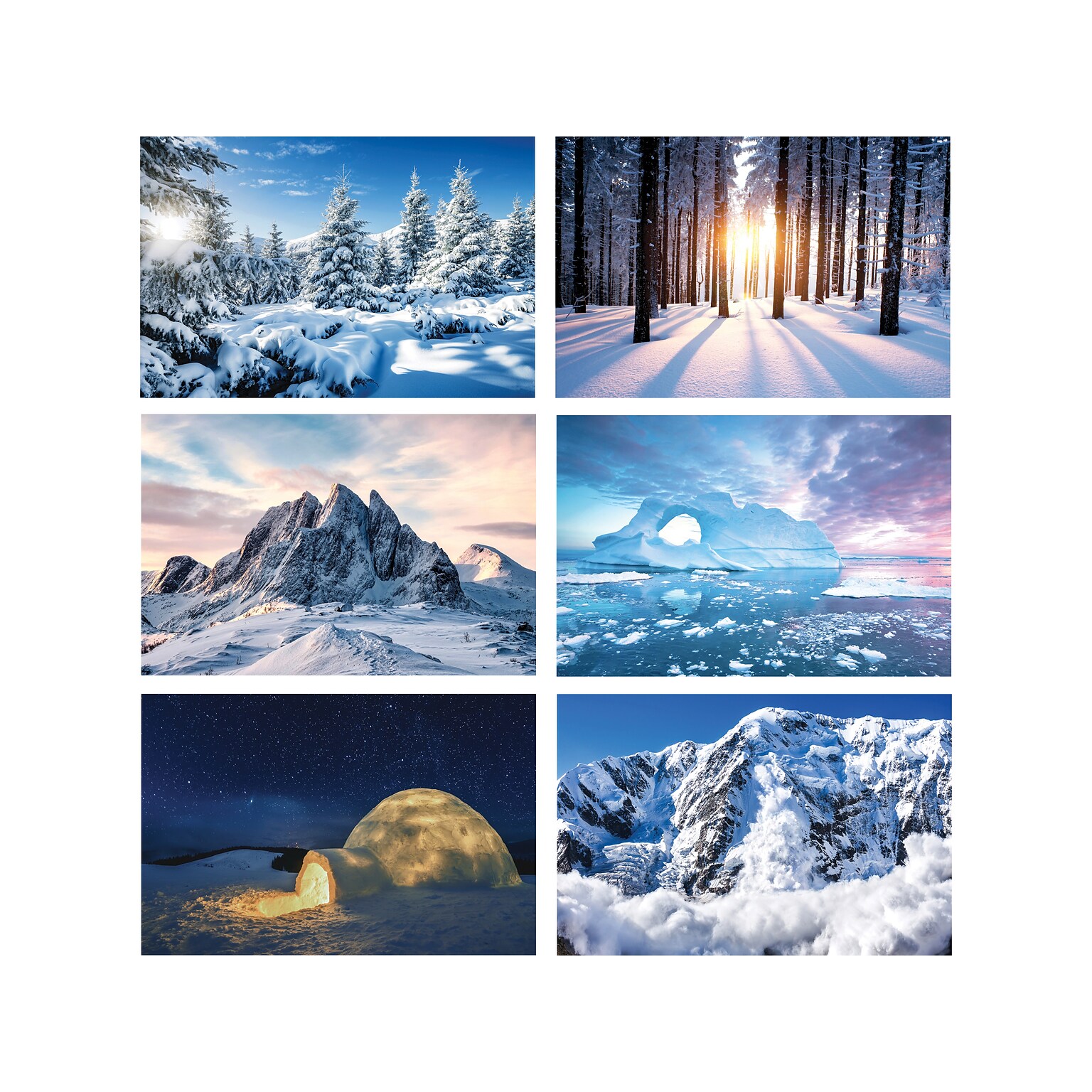 Better Office Coldscape Snow Cards with Envelopes, 4 x 6, Assorted Colors, 50/Pack (64578-50PK)