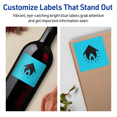 Avery Printable Square Multipurpose Labels, 2.75" x 2.75", Bright Blue, 60/Pack (94109)