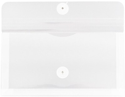 JAM Paper Premium Plastic Filing Envelope with Button & String Closure, 5 1/4" x 10", Clear, 3/Pack (921B1CLX3)