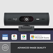 Logitech Brio 500 HD 1080p Webcam, 4 Megapixels, Graphite (960-001493)