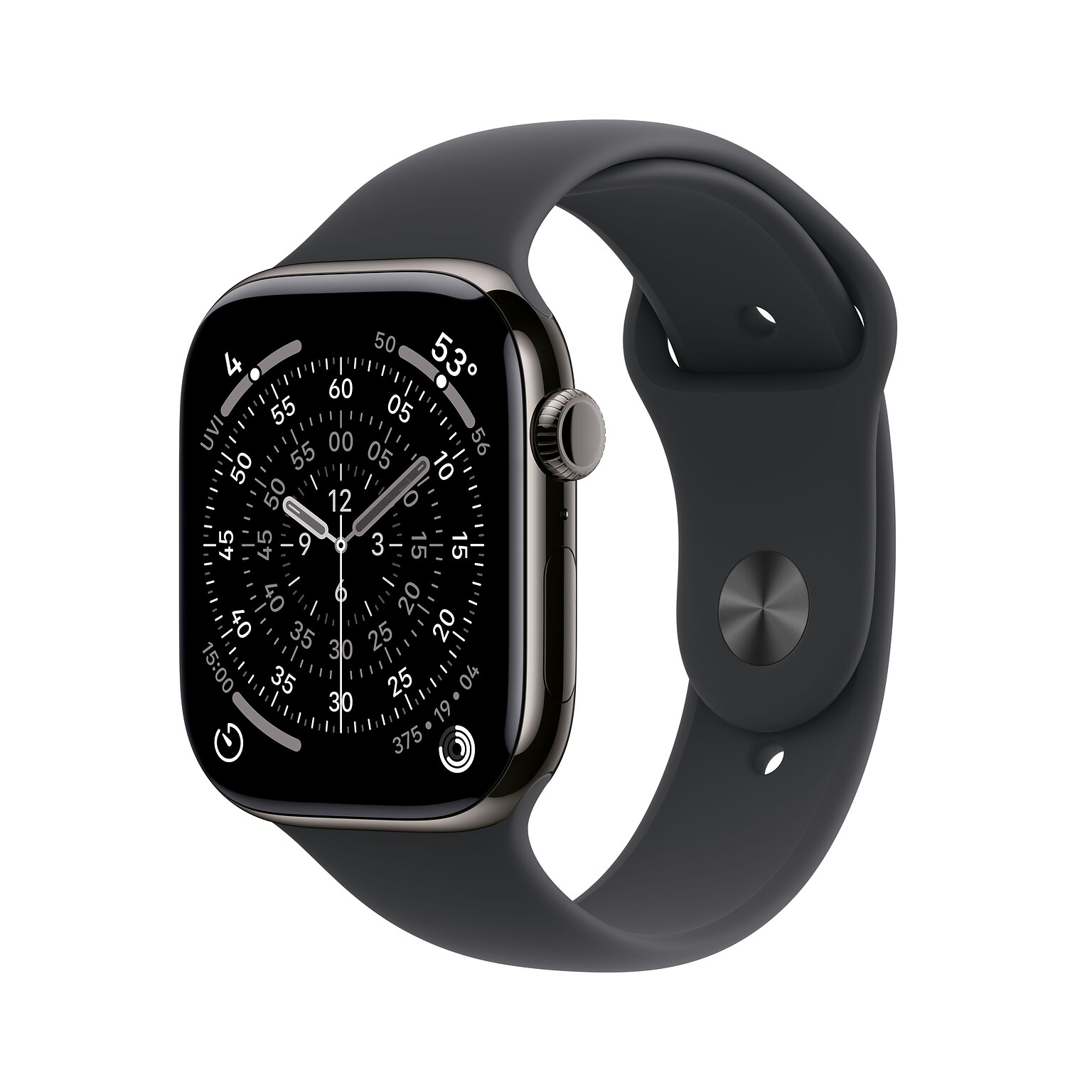Apple Watch Series 11 GPS + Cellular Smartwatch, 46mm, Slate Titanium Case with Black Sport Band, Medium/Large (MFD24LW/A)