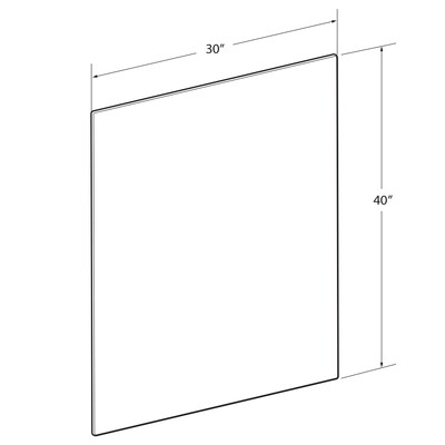 Azar Surface Mount Sneeze Guard, 40"H x 30"W, Clear Plexiglass, 2/Pack (179640)