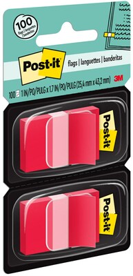 Post-it Flags, 1" Wide, Red, 100 Flags/Pack (680-RD2)