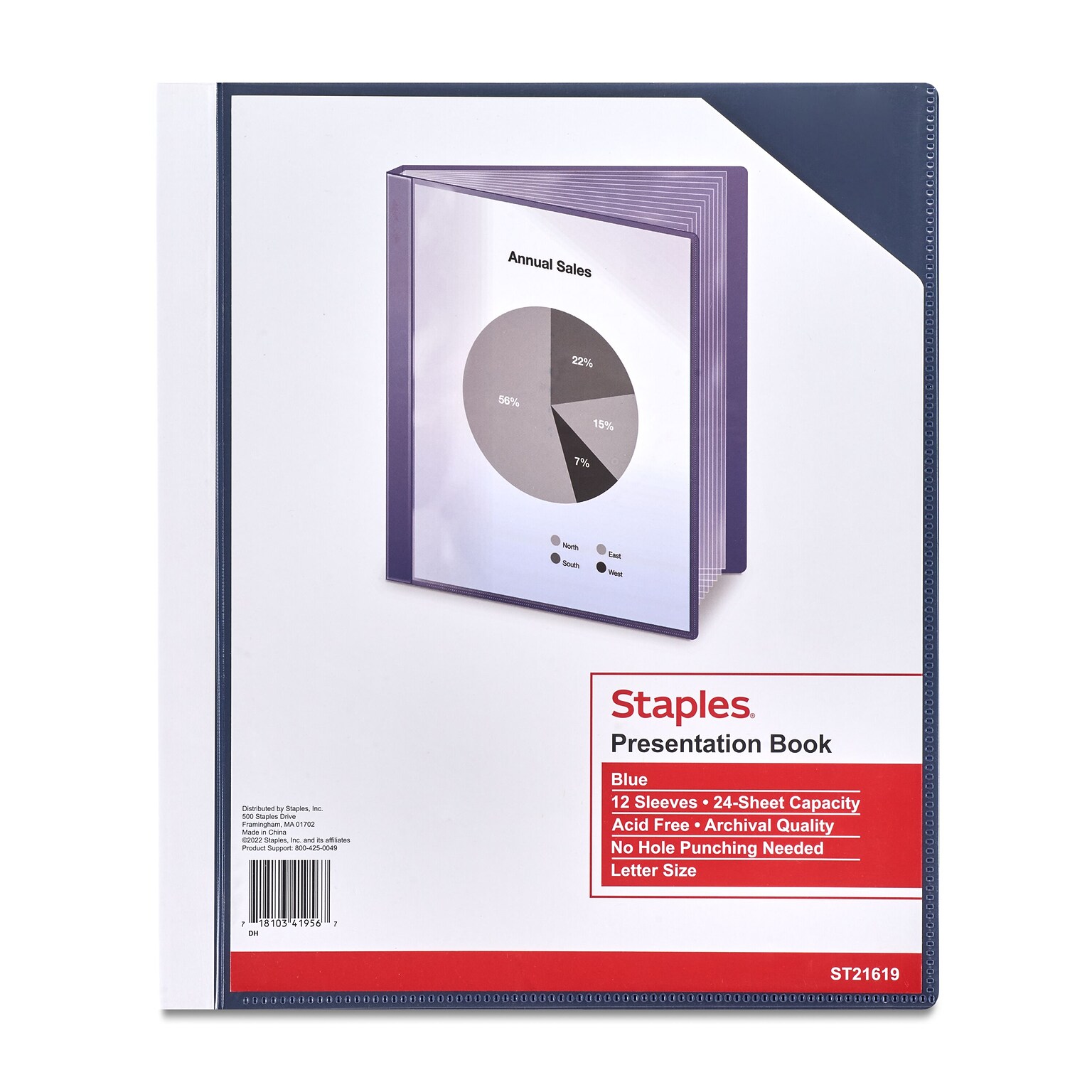 Staples Letter Clear Cover Presentation Book, Blue (21619)