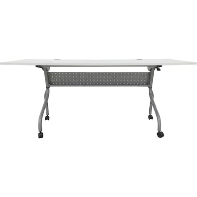 Lorell 72W x 23.6D Foldable Flip Top Training Table, Melamine, With Wheels, White (LLR60743)