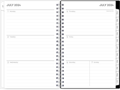 2024-2025 Blue Sky Analeis 5 x 8 Academic Weekly & Monthly Planner, Plastic Cover, White/Black (13