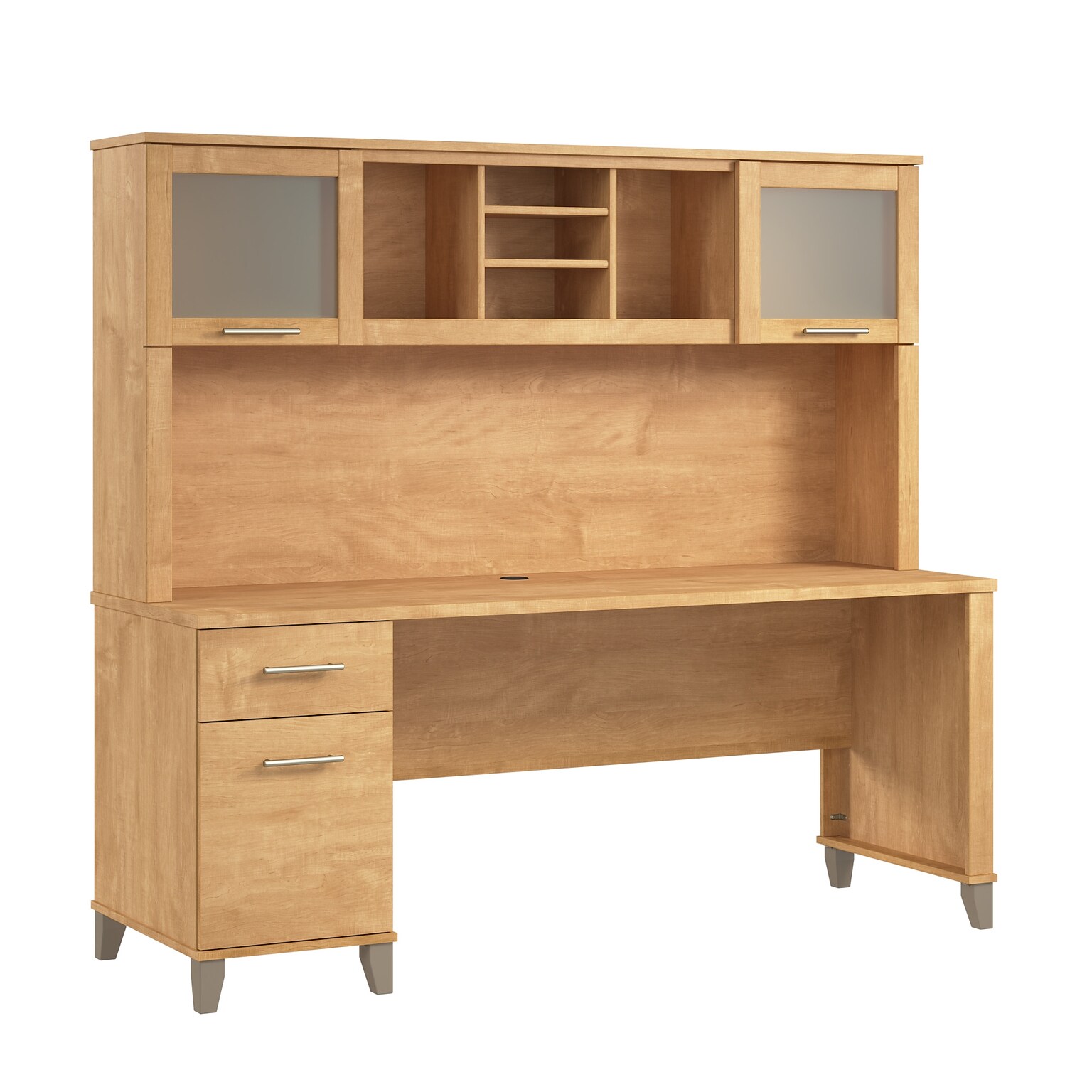 Bush Home Somerset 72W Office Desk with Drawers and Hutch, Maple Cross (SET018MC)