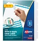 Avery Index Maker Extra-Wide Paper Dividers with Print & Apply Label Sheets, 5 Tabs, White (11438)