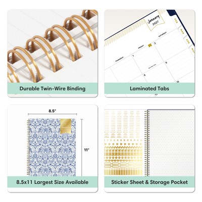 2027 Blue Sky Day Designer 8.5" x 11" Weekly & Monthly Planner, White/Blue (161670)