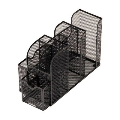 Mind Reader 3-Tier 11-Compartment Metal Cup and Condiment Countertop Organizer, Black (MESHCAD-BLK)