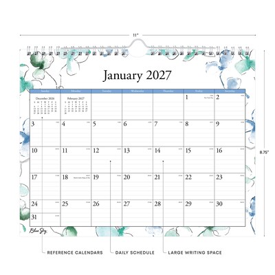 2027 Blue Sky Lindley 11 x 8.75 Monthly Wall Calendar, Blue/White (101593-27)