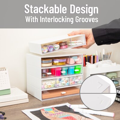 Mind Reader 11-Compartment Plastic Desk Organizer, White (ORG-WHT)