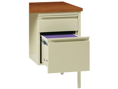 Hirsh 48"W Single-Pedestal Desk, Putty/Oak (20091)