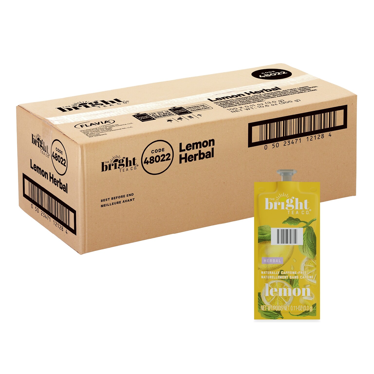 The Bright Tea Co. Lemon Herbal Tea, Flavia Freshpacks, 100/Carton (B502)