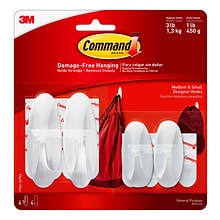Command Small and Medium Hooks, White, 2-Small Command Hooks, 2-Medium Command Hooks, 2-Pairs (4-Com