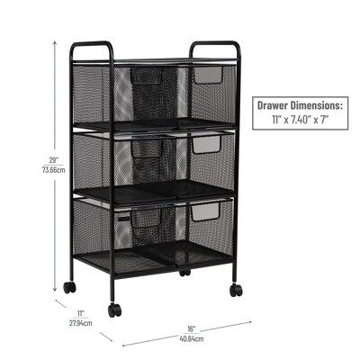 Mind Reader Network Collection 6-Drawer Office Utility Cart, Black (6DRMESH-BLK)